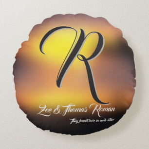 Anpassad familjehusvärmegåva rund kudde