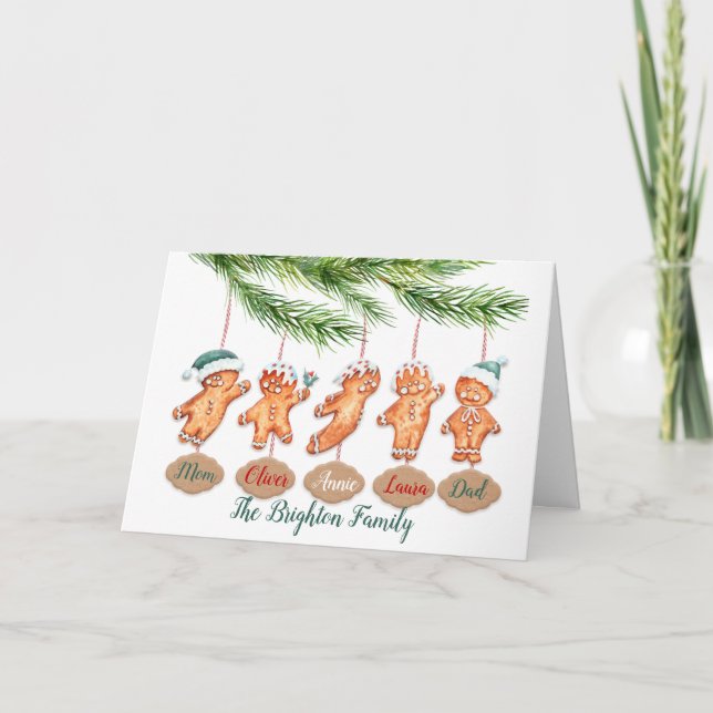 Anpassad familjejulskunsta med pepparkakor  kort (Framsida)