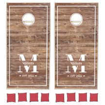 Anpassad familjemonogram Namn Trä Cornhole Set