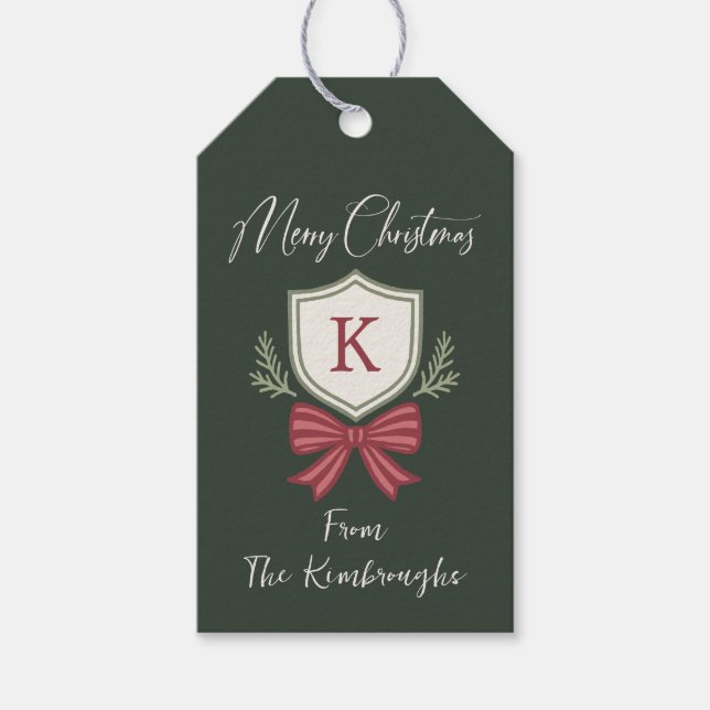 Anpassad familjemonogram randig julklappsslinga Go Presentetikett (Framsidan)