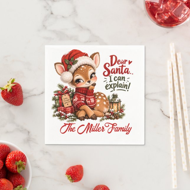 Anpassad familjenamn julgran papper servett (Insitu)