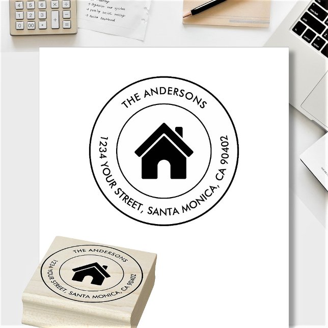 Anpassad familjenamn logotyp modern returadress stämpel (Skapare uppladdad)