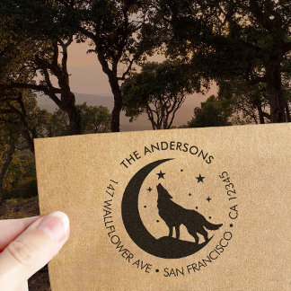 Anpassad familjenamn Vargmåne Retur Trästämpel Stämpel