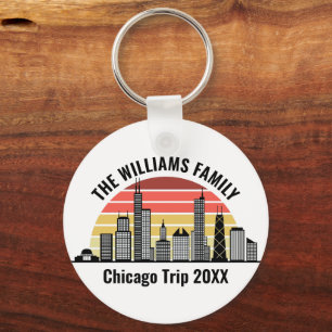Anpassad familjeresa Chicago solnedgång Nyckelring