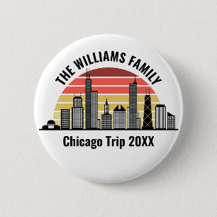 Anpassad familjeresa till Chicago-solnedgång Knapp