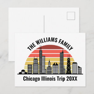 Anpassad familjeresa till Chicago solnedgång Vykort