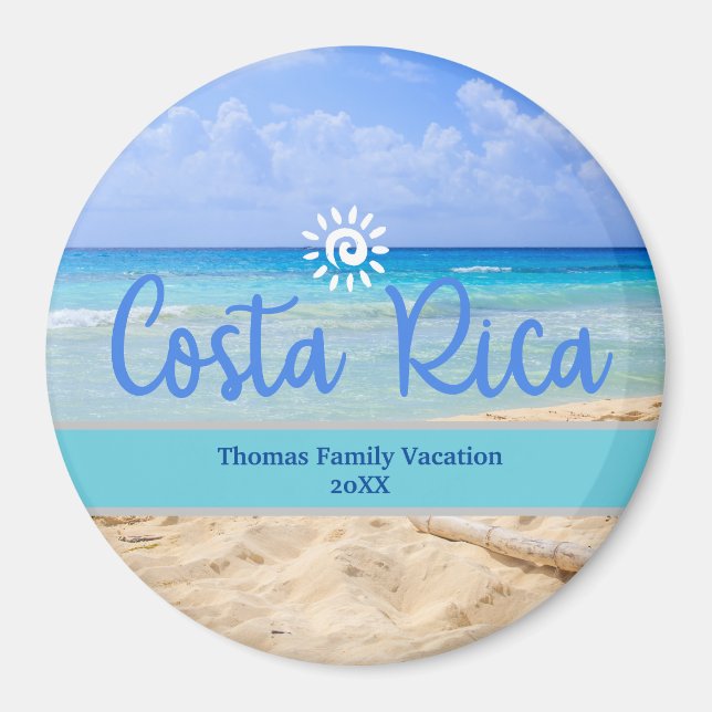 Anpassad familjesemester Costa Rica Strand Magnet (Framsidan)