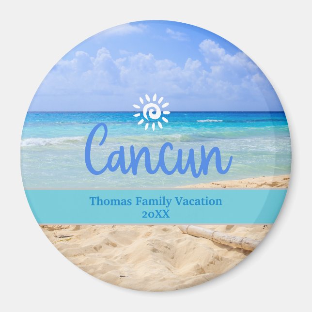 Anpassad familjesemester i Cancun julgran Magnet (Framsidan)