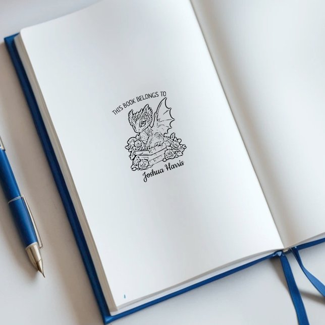 Anpassad fantasibarn-drak-exlibris stämpel (Skapare uppladdad)