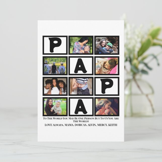 Anpassad farfar fars dag pappa 9 fotokollage julkort (Stående Fram)