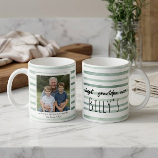 Anpassad farfarbild Gröna randiga fadersdag Kaffemugg