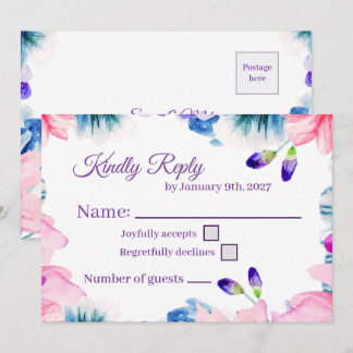 Anpassad färg akvarell Blommig RSVP-kort Inbjudningar