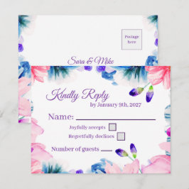 Anpassad färg Akvarell Blommig RSVP-kort OSA Kort