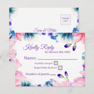 Anpassad färg Akvarell Blommig RSVP-kort OSA Kort