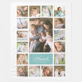 Anpassad färg Elegant Skript Familj Foto Collage Fleecefilt