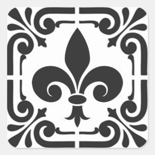 Anpassad färg Elegant Svart Fleur de Lis Fransk Fyrkantigt Klistermärke