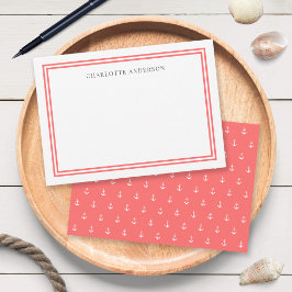 Anpassad färg Modern Klassisk Kantlinje Vit Ankare Anteckningskort