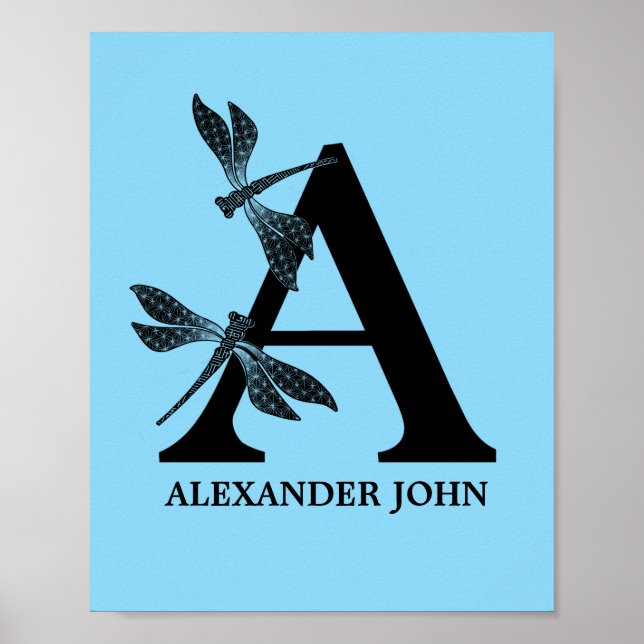 Anpassad färg monogram blomstermönster bokstav A b Poster (Framsidan)