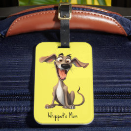 Anpassad färg & text, 🐶galen 🤪 whippet bagagebricka
