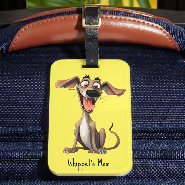 Anpassad färg & text, 🐶galen 🤪 whippet bagagebricka (Framsida Insitu 2)