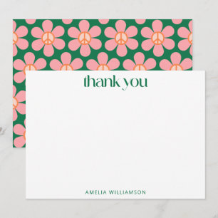 Anpassad färgglad fredsblomma grön baby shower tack kort