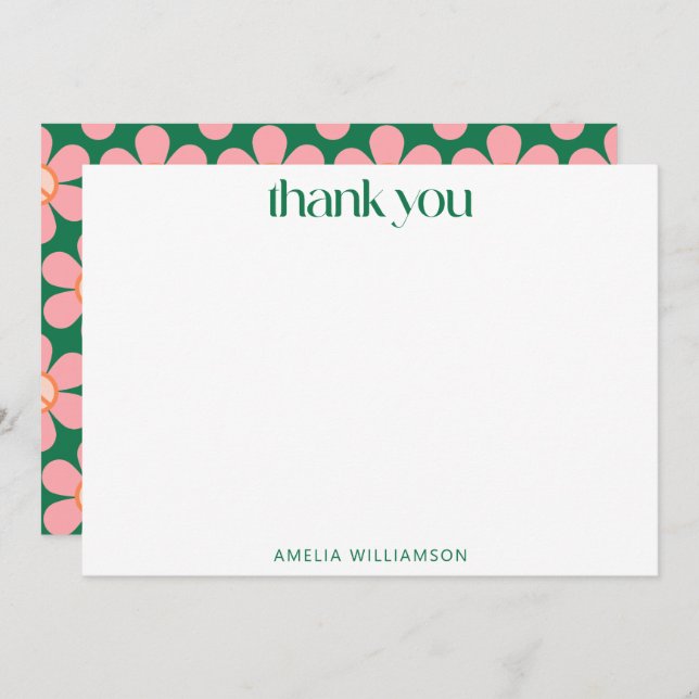 Anpassad färgglad fredsblomma grön baby shower tack kort (Fram/baksida)