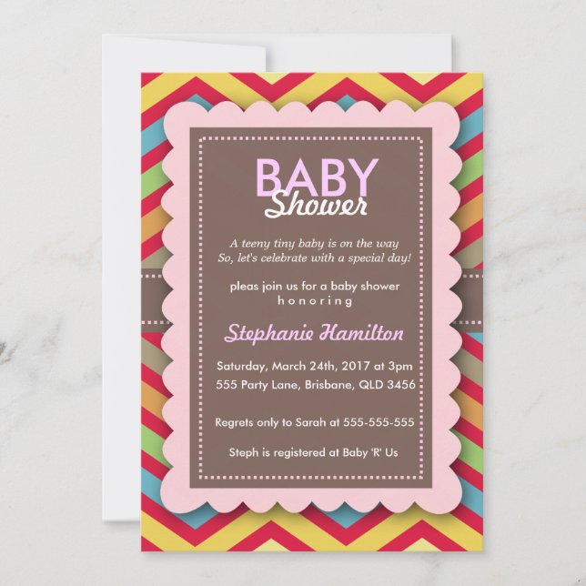 Anpassad färgrik blombabyshower-inbjudan inbjudningar (Framsida)