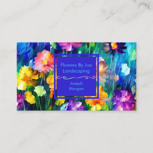 Anpassad färgrik blomdesign visitkort