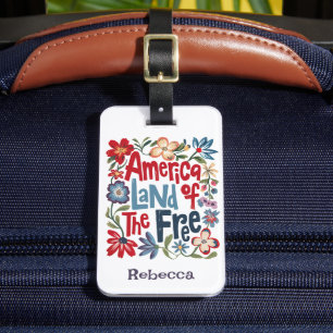 Anpassad färgrik blomster Amerika Land Of The Free Bagagebricka