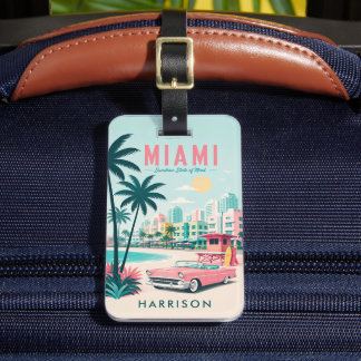 Anpassad färgrik himmel strand Miami Florida fest Bagagebricka