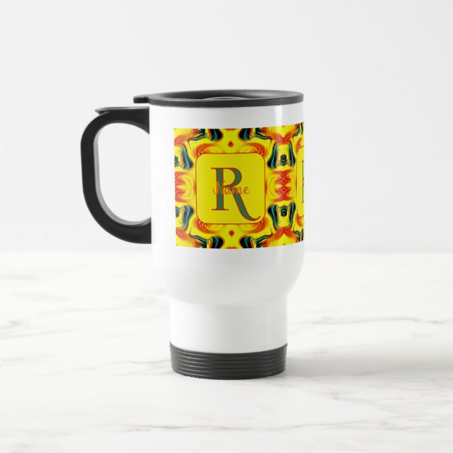 Anpassad Färgrik Konst Monogram Ditt Initial Namn  Resemugg (Vänster)