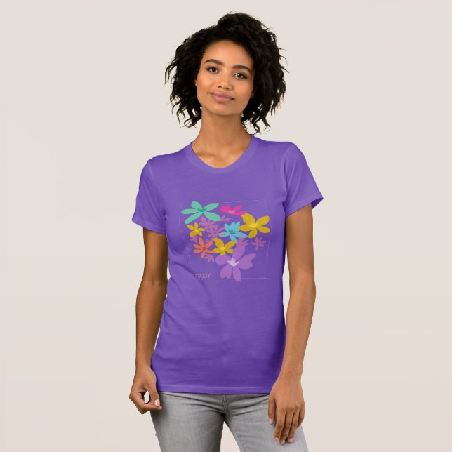 anpassad färgrik modern blommig söt feminin t shirt (Hel framsida)