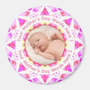 Anpassad färgrik rolig morfdagsbild i rosa stjärna magnet