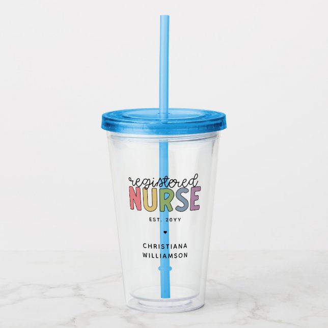 Anpassad Färgrik Sjuksköterska RN Examen Take Away Mugg (Framsida)