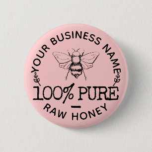 Anpassad Farmhouse Apiary Logotyp Söt Humla Honung Knapp