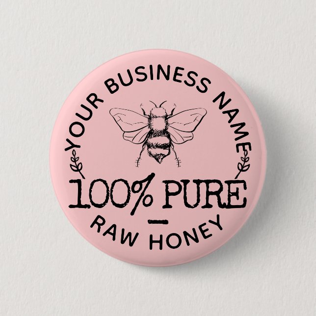 Anpassad Farmhouse Apiary Logotyp Söt Humla Honung Knapp (Framsida)
