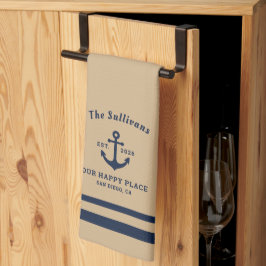 Anpassad Farmhouse Monogram Oatmeal Ankare Kökshandduk