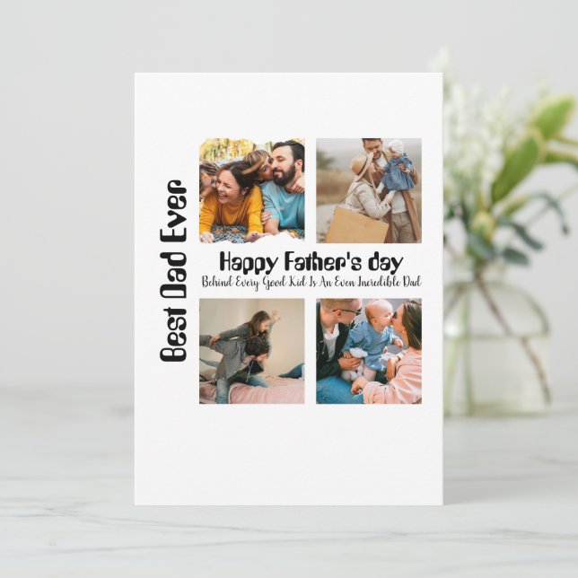Anpassad Fars dag 4 fotokollage Bästa pappa någons Julkort (Stående Fram)