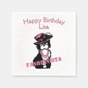 Anpassad Fashionista Valp Hund Födelsedag Pappersservett