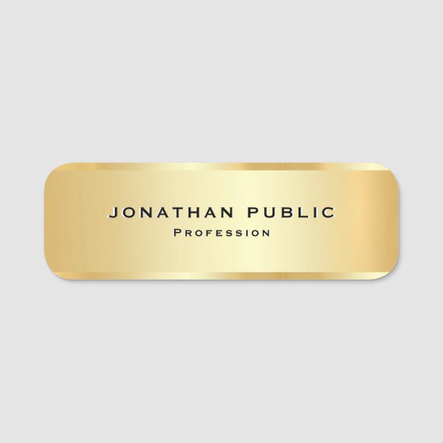 Anpassad Faux Guld Elegant Professionell Mall Namnbricka (Framsida)