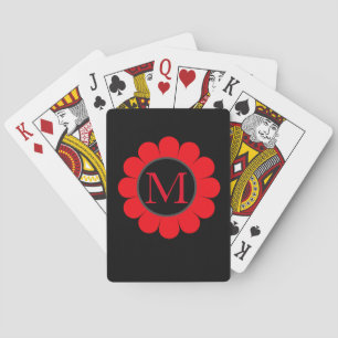 Anpassad favorittjänst för rött Blommigt, Monogram Casinokort