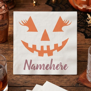 Anpassad feminil Jack O Lantern Pumpa Halloween Pappersservett