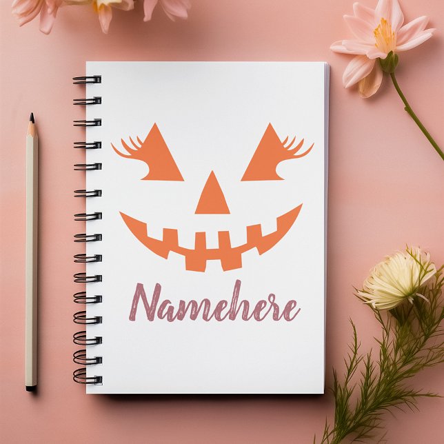 Anpassad feminint Jack O Lantern-pumpa Halloween Anteckningsbok (Skapare uppladdad)