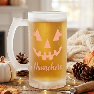 Anpassad feminint Jack O Lantern-pumpa Halloween Frostat Ölglas