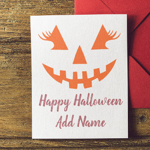 Anpassad feminint Jack O Lantern-pumpa Halloween Inbjudan Vykort