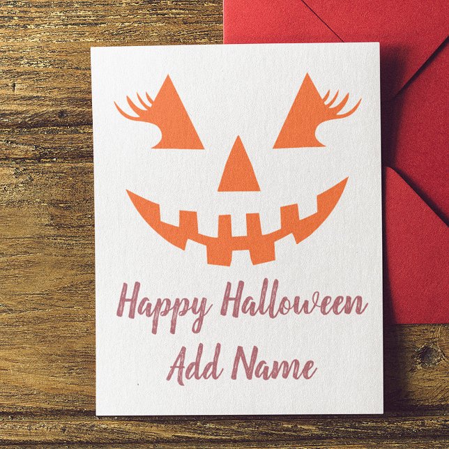 Anpassad feminint Jack O Lantern-pumpa Halloween Inbjudan Vykort (Skapare uppladdad)