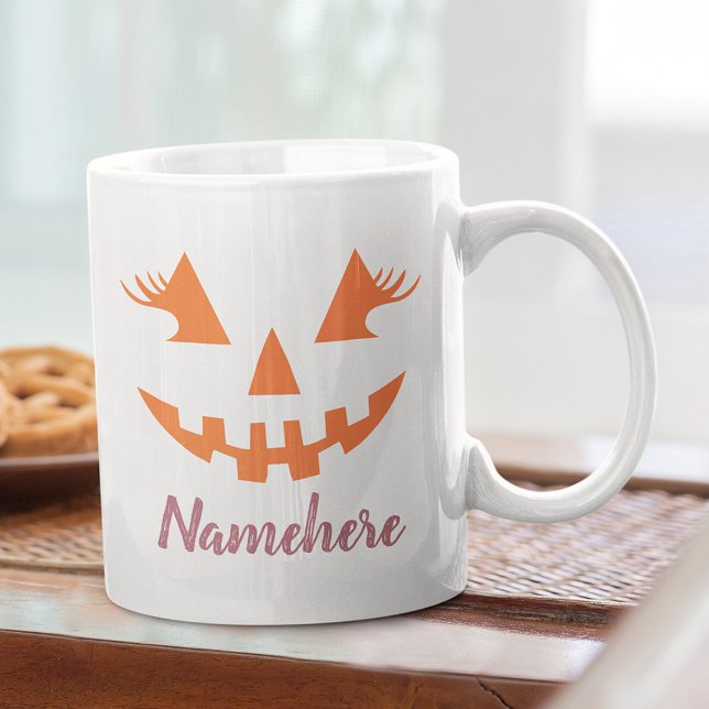 Anpassad feminint Jack O Lantern-pumpa Halloween Kaffemugg (Skapare uppladdad)