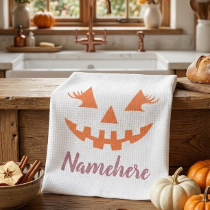 Anpassad feminint Jack O Lantern-pumpa Halloween Kökshandduk