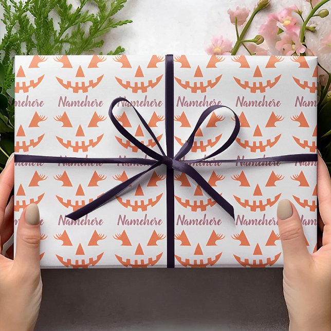 Anpassad feminint Jack O Lantern-pumpa Halloween Presentpapper (Skapare uppladdad)