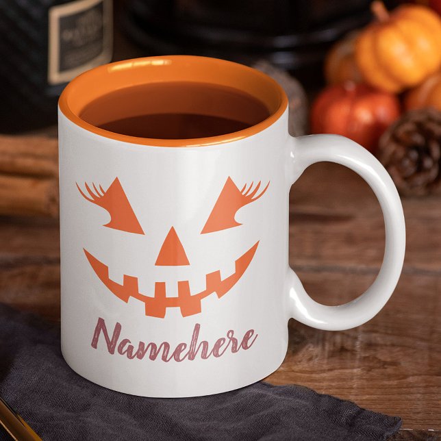 Anpassad feminint Jack O Lantern-pumpa Halloween Två-Tonad Mugg (Skapare uppladdad)